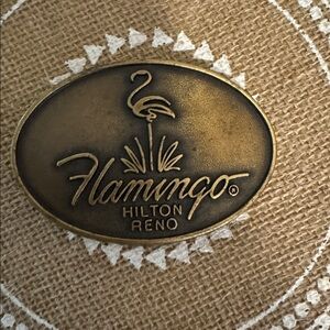 VTG Flamingo Hilton Reno Brass Belt Buckle
